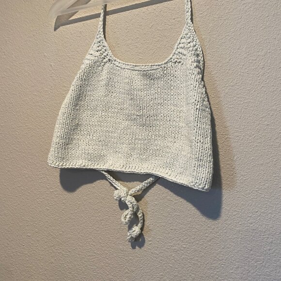 Light Blue Knit Halter Top Summer‎ Beachwear One Size - Picture 4 of 5